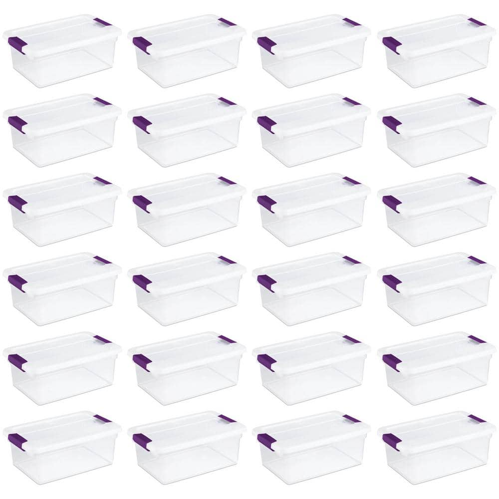 Sterilite Corporation 24-Pack Sterilite Small 3.75-Gallons (15-Quart)  Purple Tote with Latching Lid at