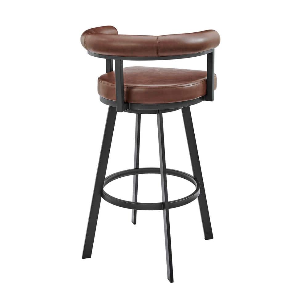 Nolagam 34'' Brown Faux Leather and Metal Swivel Counter Stool