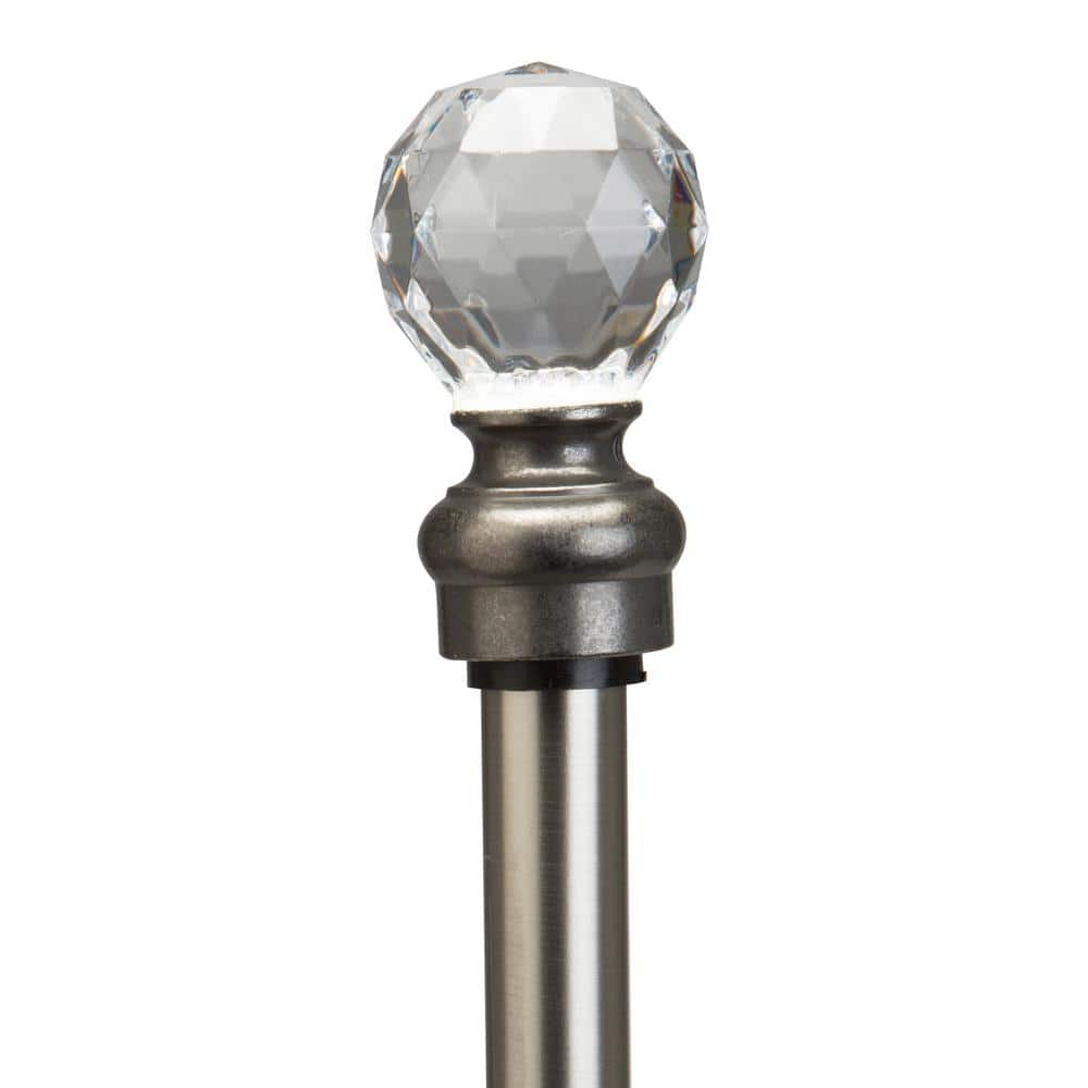 Satin Nickel Adjustable Crystal Ball Curtain Rod 86"-120"
