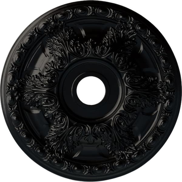 Ekena Millwork 2-1/2" x 23-3/8" x 23-3/8" Polyurethane Granada Ceiling Medallion, Hand-Painted Jet Black