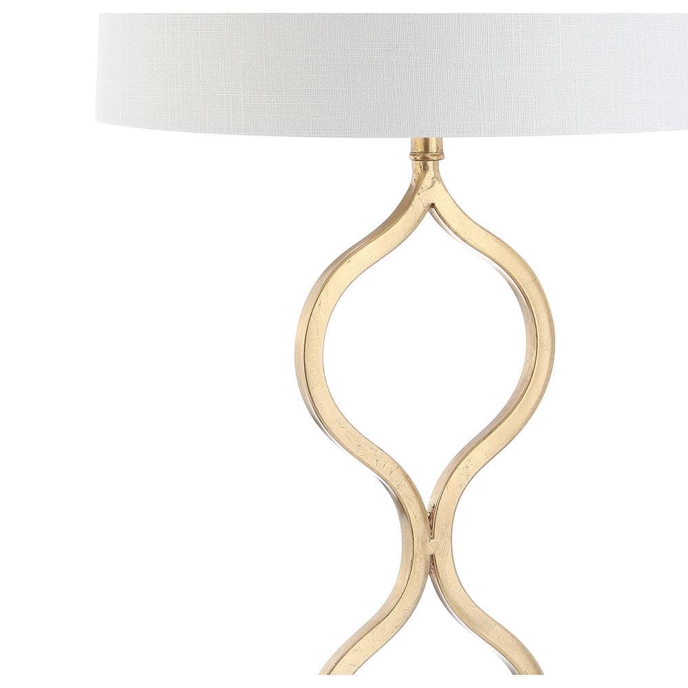 Elegant Gold Leaf 31.5" Table Lamp with White Linen Shade