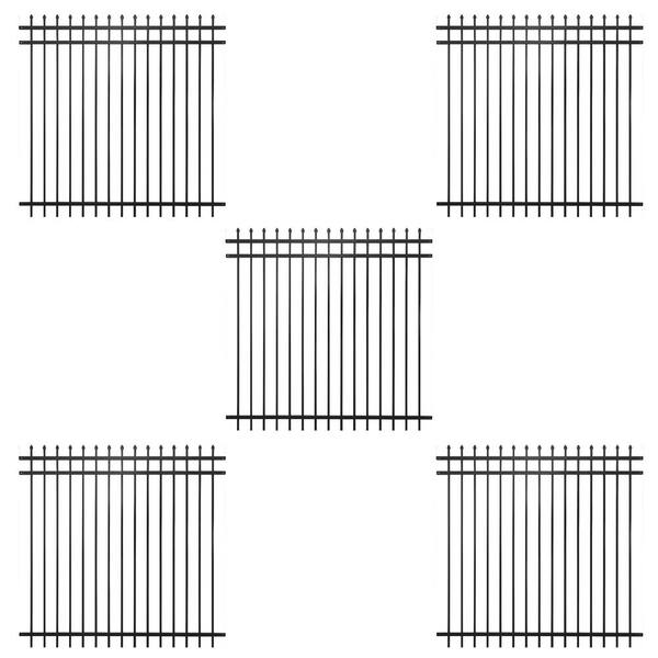 Fencer Wire 6 ft. x 8 ft. Heavy-Duty Steel Spaced Bar Pointed Pinnacle Metal Fence Panel (Pack of 5)
