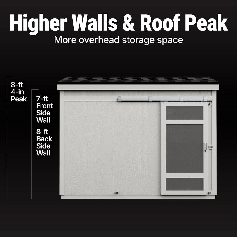 Cambria 10x4 Beige Wood Lean-To Shed with Sliding Barn Door
