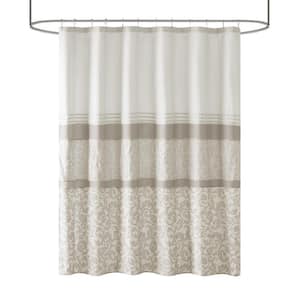 72 in. L x 0.13 in. W x 72 in. H Rectangular Printed and Embroidered Shower Curtain in Brown