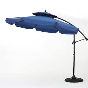 9.67 ft. Iron Cantilever Tilt Patio Umbrella in Navy Blue