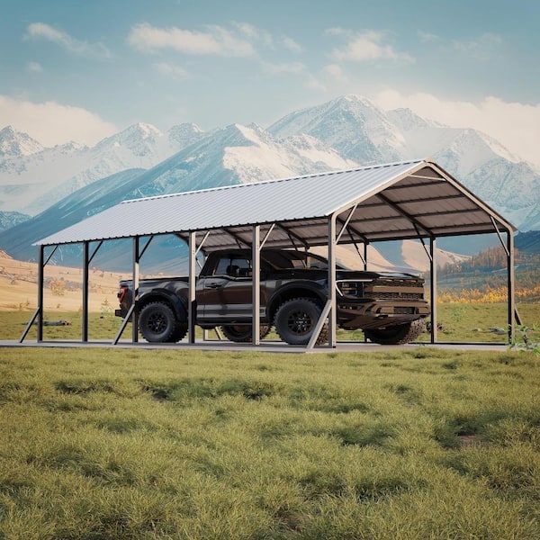 13x26 ft Metal Carport Kit – 120° Steep-Presentation Vertical Roof, 133" High Clearance for RVs, Boats