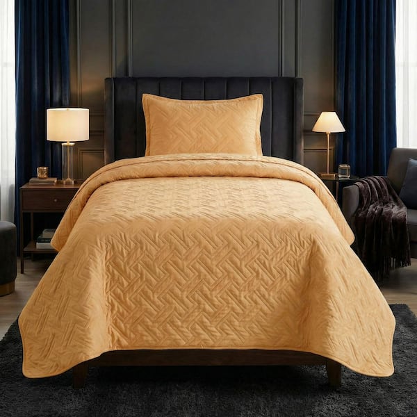 2PC Twin Quilt Set with Sham, Yellow