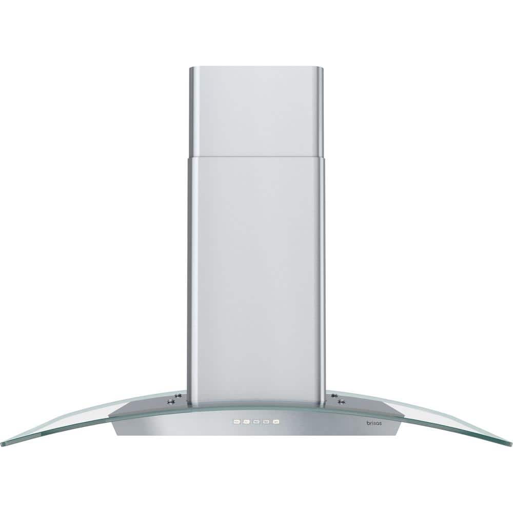Brisas 36 in. 600 CFM Curved Glass Convertible Island Range Hood with LED Lights in Stainless Steel