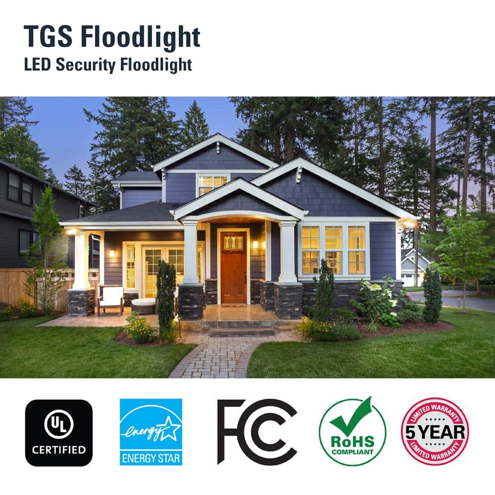 White Triple Head LED Wall/Eave Mount Security Floodlight