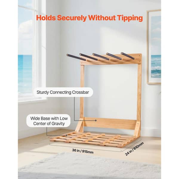 VEVOR Vertical Surfboard Stand, 4-Tiers Wooden Surfboard Rack for