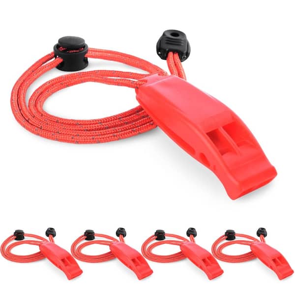 Double Tube Emergency Safety Whistle : 100dB Loud Sound : Floatable Waterproof : 4 Pcs Orange