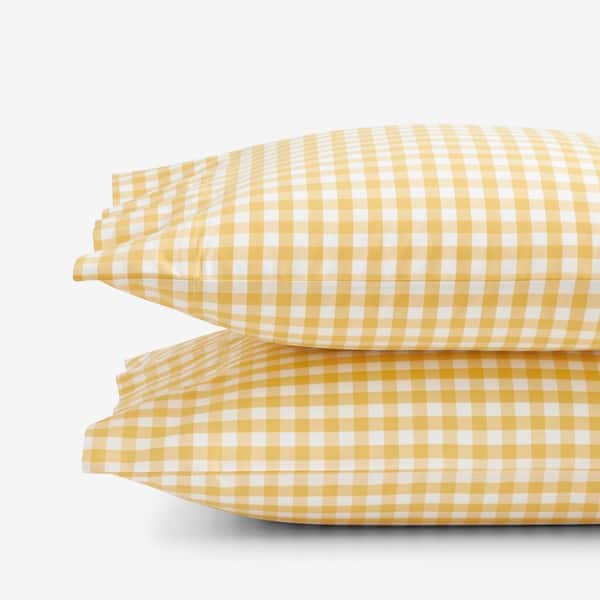 The Company Store Company Cotton Gingham Yarn-Dyed Yellow Cotton Percale King Pillowcase (Set of 2)