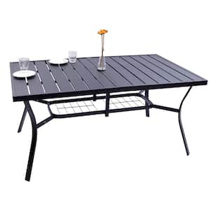 59" x 38" x 28" Rectangle Metal patio dining table With 1.57" Diameter Umbrella Hole For Up to 6 People Together