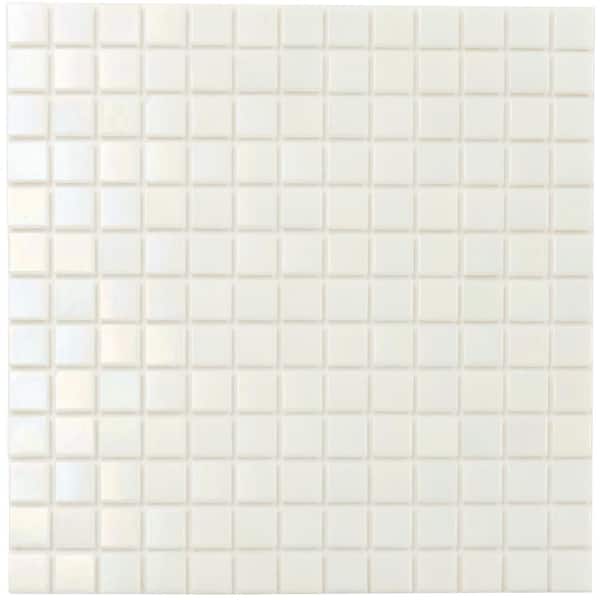 Apollo Tile Nacreous 12 in. x 12 in. Glossy Cotton White Glass Mosaic Wall and Floor Tile (20 sq. ft./case) (20-pack)