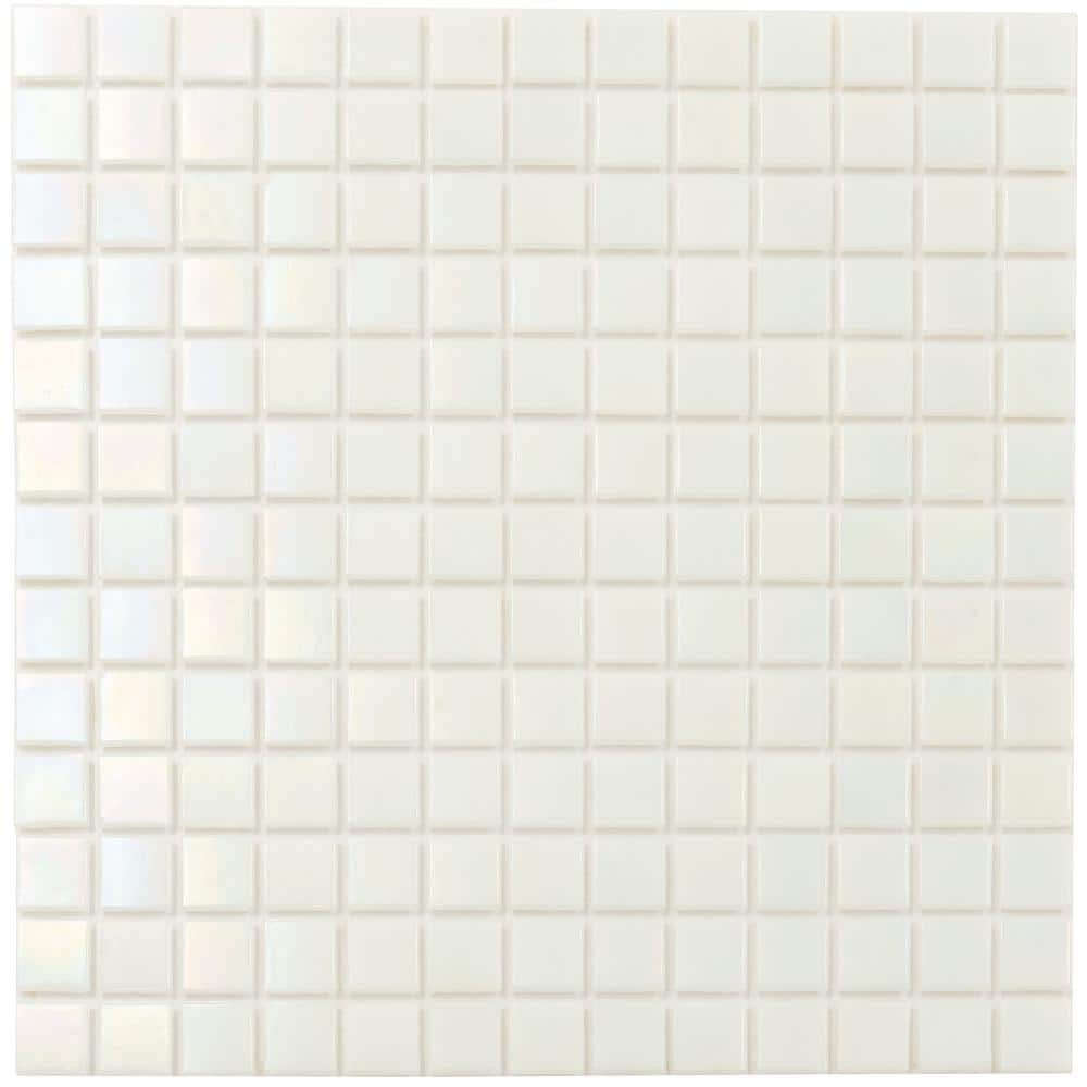 Cotton White Glossy Glass Mosaic Wall and Floor Tile