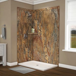 Elegance 36 in. x 48 in. x 80 in. 9-Piece Easy Up Adhesive Alcove Shower Wall Surround in Crema Bordeaux