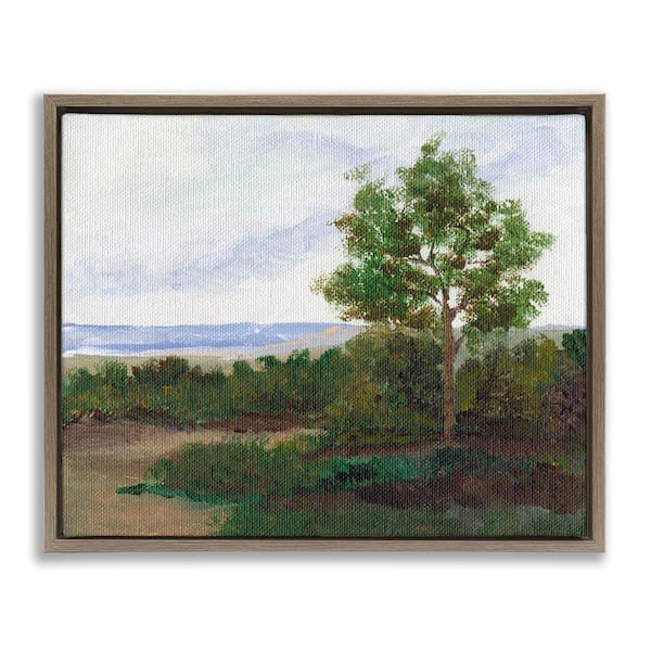 Stupell Industries Summer Evening Landscape by Nikita Jariwala Brown Floater Frame Nature Graphic Art Print 25 in. x 31 in.