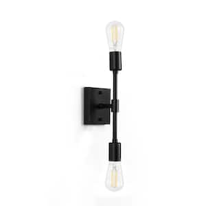 14.5 in. 2-Light Black Linear Wall Sconce Vanity Light Without Shade