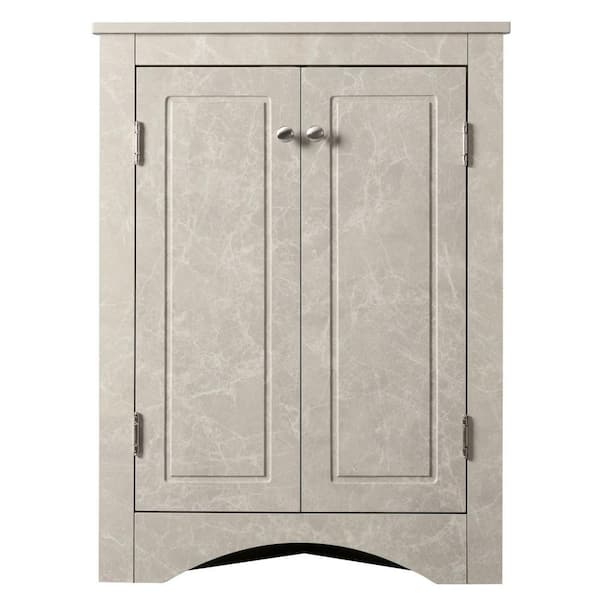 Miscool Anky 17.2 in. W x 17.2 in. D x 31.5 in. H White Marble MDF Freestanding Bathroom Storage Linen Cabinet