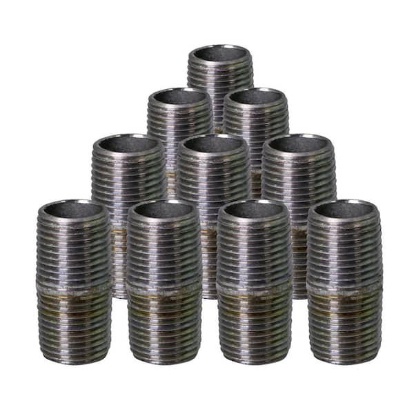 PLUMBFLEX 1/2 in. Closed Galvanized Steel Pipe Nipple (10-Pack)