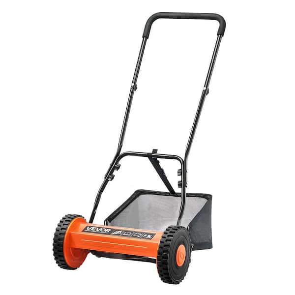 Push Reel Lawn Mower 16 in., 5-Blade Manual Mower, 0.6-1.75 in. Adjustable Height, Walk-Behind with Grass Catcher Bag
