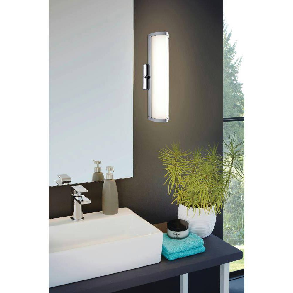 Sleek Chrome Cylinder LED Vanity Wall Light with White Shade