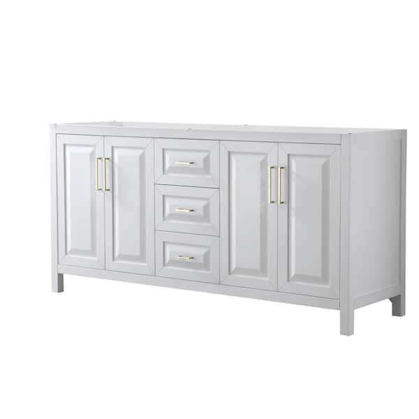 Wyndham Collection Daria 71 in. W x 21.5 in. D x 35 in. H Bath Vanity Cabinet without Top in White