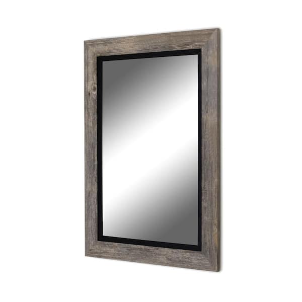 Hitchcock Butterfield Coastal 28.5 in. x 38.5 in. Rustic Rectangle Framed Gray and Black Decorative Mirror
