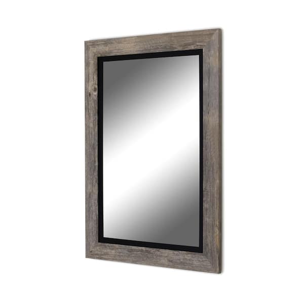 Hitchcock Butterfield Coastal 31.5 in. x 47.5 in. Rustic Rectangle Framed Gray and Black Decorative Mirror