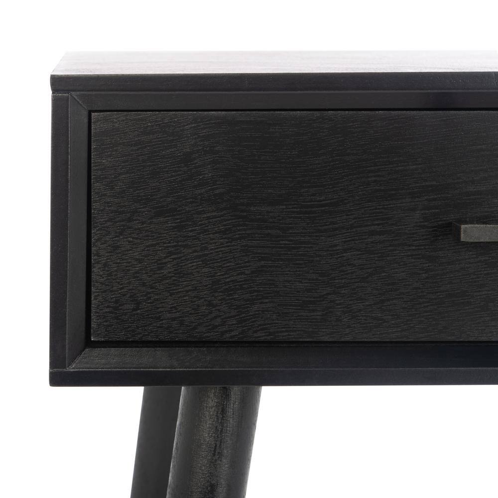 Mid-Century Charm Black Writing Desk with Splayed Legs and Drawer