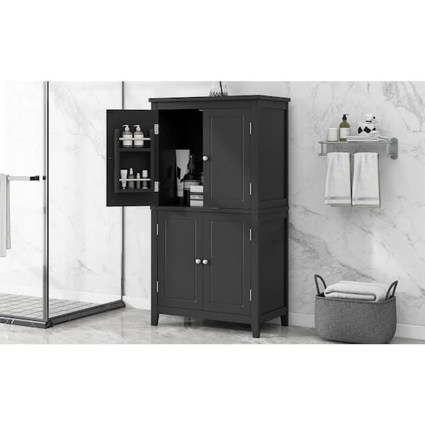 XUJMK 24 in. W x 12 in. D x 43 in. H Black Linen Cabinet