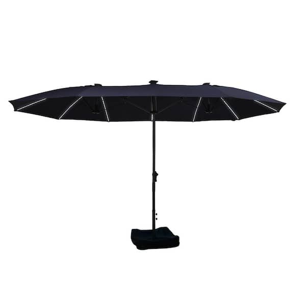 15 ft. Double-side Designed Fade Resistant and UV Resistant Patio Umbrella with Heavy Duty Base in Navy