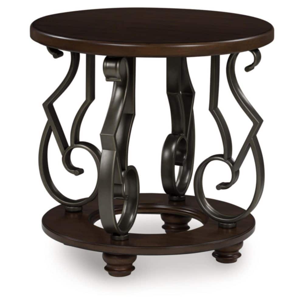 Frallyn 25 in. Brown Round MDF End Table - thumbnail 9