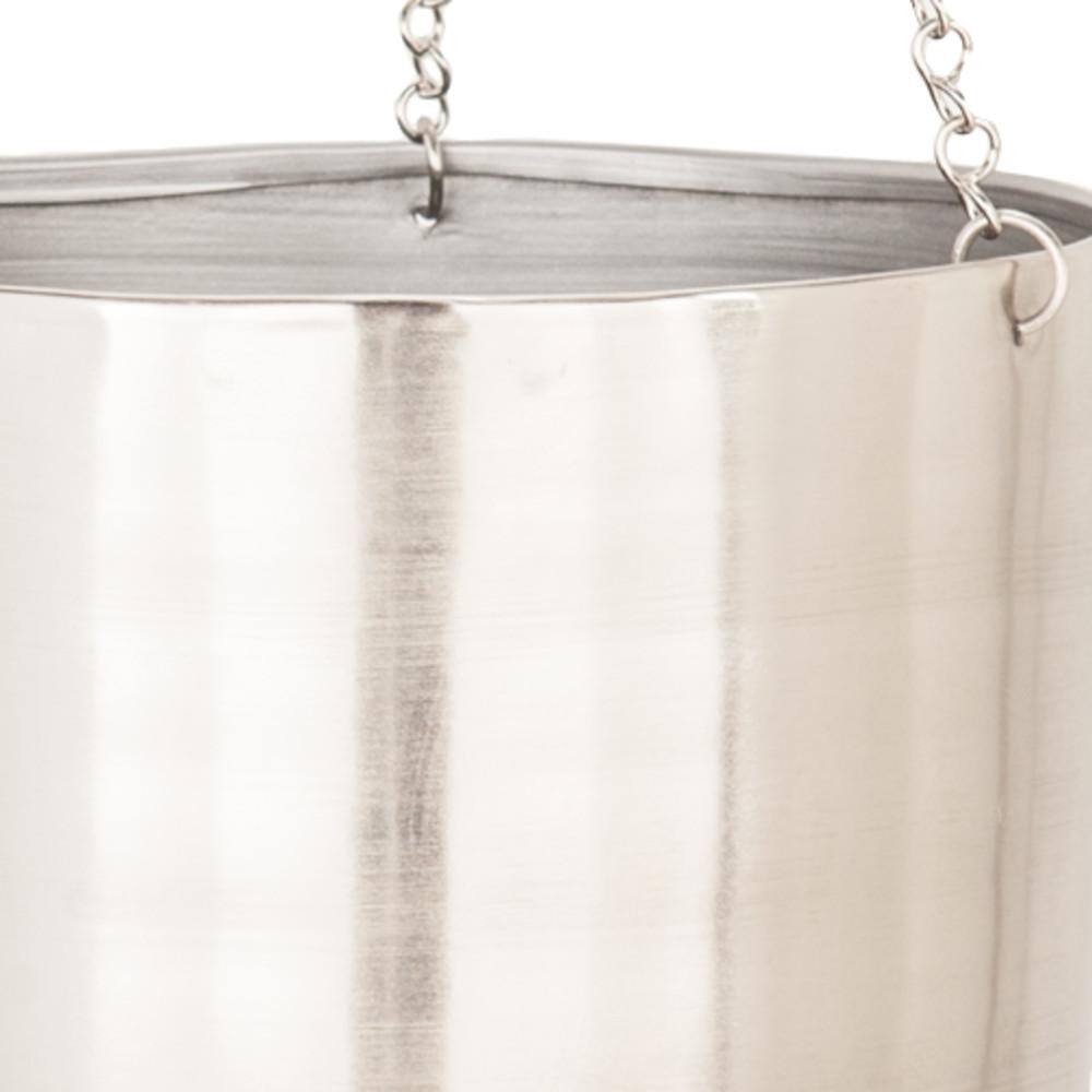 Elegant Silver-Tone Iron Hanging Planter Duo