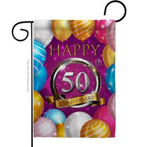 13 in. x 18.5 in. Happy 50th Anniversary Garden Flag Double-Sided Celebration Decorative Vertical Flags
