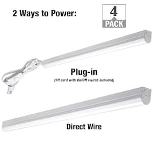 4 ft. 32-Watt Equivalent White 4000K Integrated LED Strip Light Linkable with Power and Linking Cord Included (4 Pack)