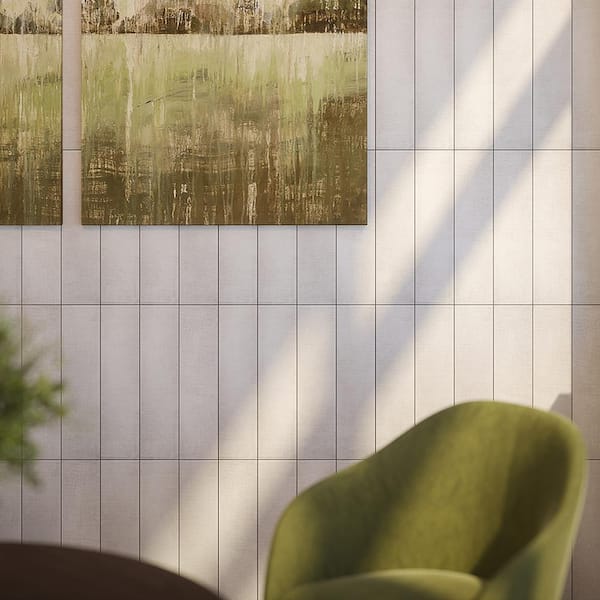 Cambric Ivory 4 in. x 16 in. Textured Subway Ceramic Wall Tile (0.430 Sq. Ft./Each)