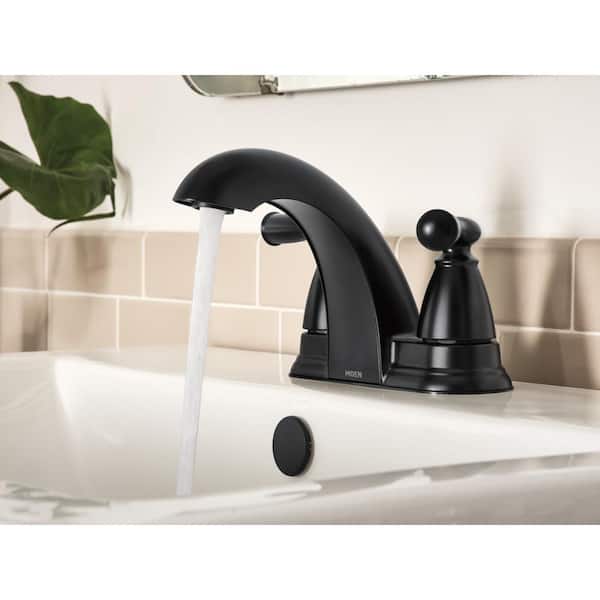 Banbury 4 in. Centerset Double Handle Low-Arc Bathroom Faucet in Matte Black