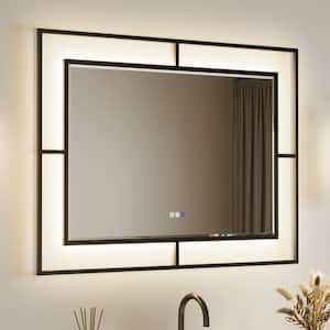 40 in. W x 30 in. H Medium Rectangular Black Framed Anti-Fog LED Wall Bathroom Vanity Mirror Lighted Mirror