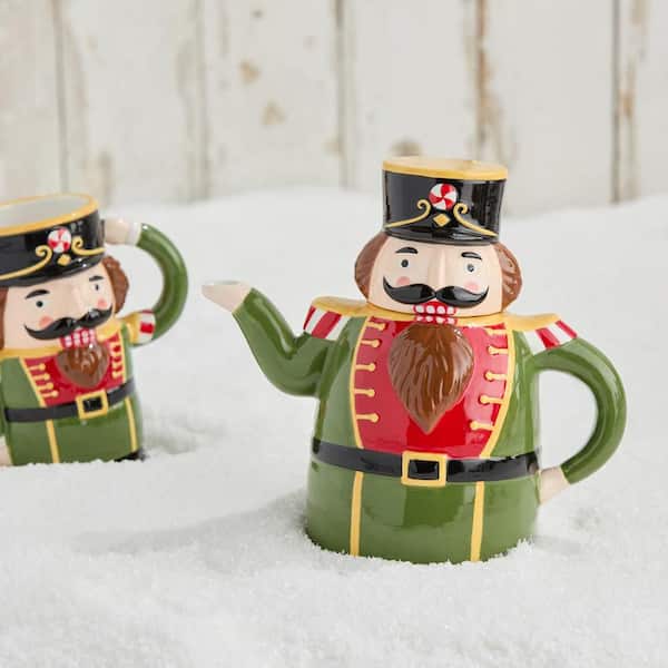Nutcracker Parade 3-D Nutcracker 4-Cup 30 oz. Assorted Colors Ceramic Teapot