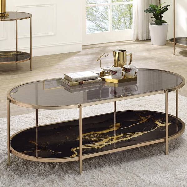 Acme Furniture Fiorella 26.5 in. Black Marble Print and
