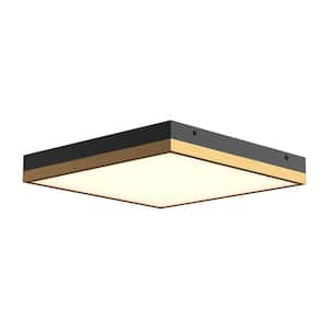 Sydney 14 in. 1 Light 36-Watt Aged Gold/Matte Black Integrated LED Flush Mount