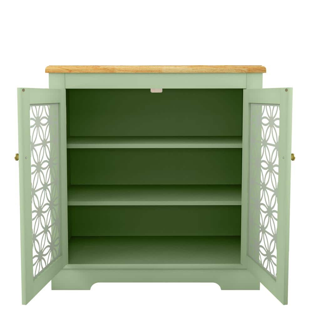 Green Rustic Wood Storage Sideboard Buffet Cabinet