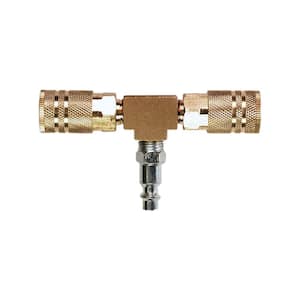 2-Way T-Style Air Manifold with 1/4 in. 6-Ball Brass Couplers