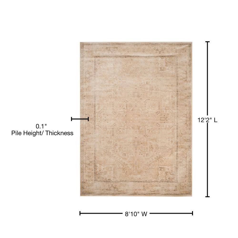 Vintage Light Blue Rectangular Viscose Area Rug 9' x 12'