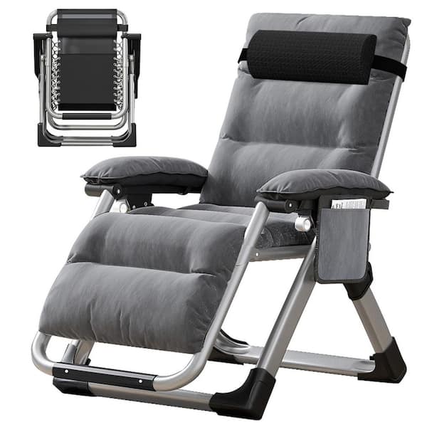 Oversized Padded Zero Gravity Chair, Folding indoor Outdoor Patio Recliner w/Headrest &mattress