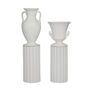 White Greek Inspired Porcelain Decorative Vase (Set of 2)