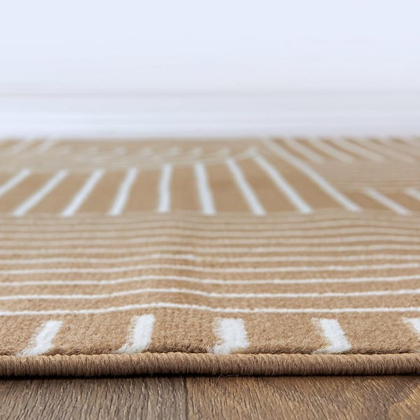 Milan Brown 2 ft. x 7 ft. Contemporary Stripe Arch Design Runner Rug