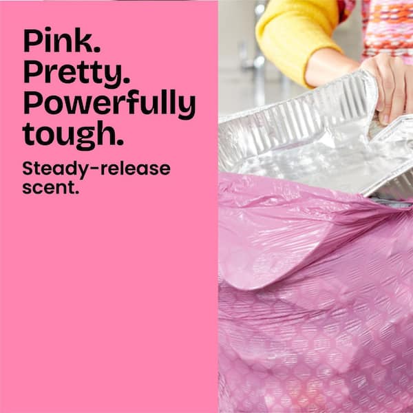 13 Gal. ForceFlex MaxStrength Tall Kitchen Drawstring Cherry Blossom with Febreze Pink Trash Bags (34-Count)
