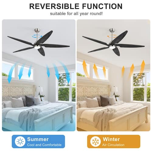 64 in. Nickel and Light Wood Grain Indoor 5-Solid Wood Blades LED Ceiling Fan with Remote and 3-Downrods Ceiling Fans
